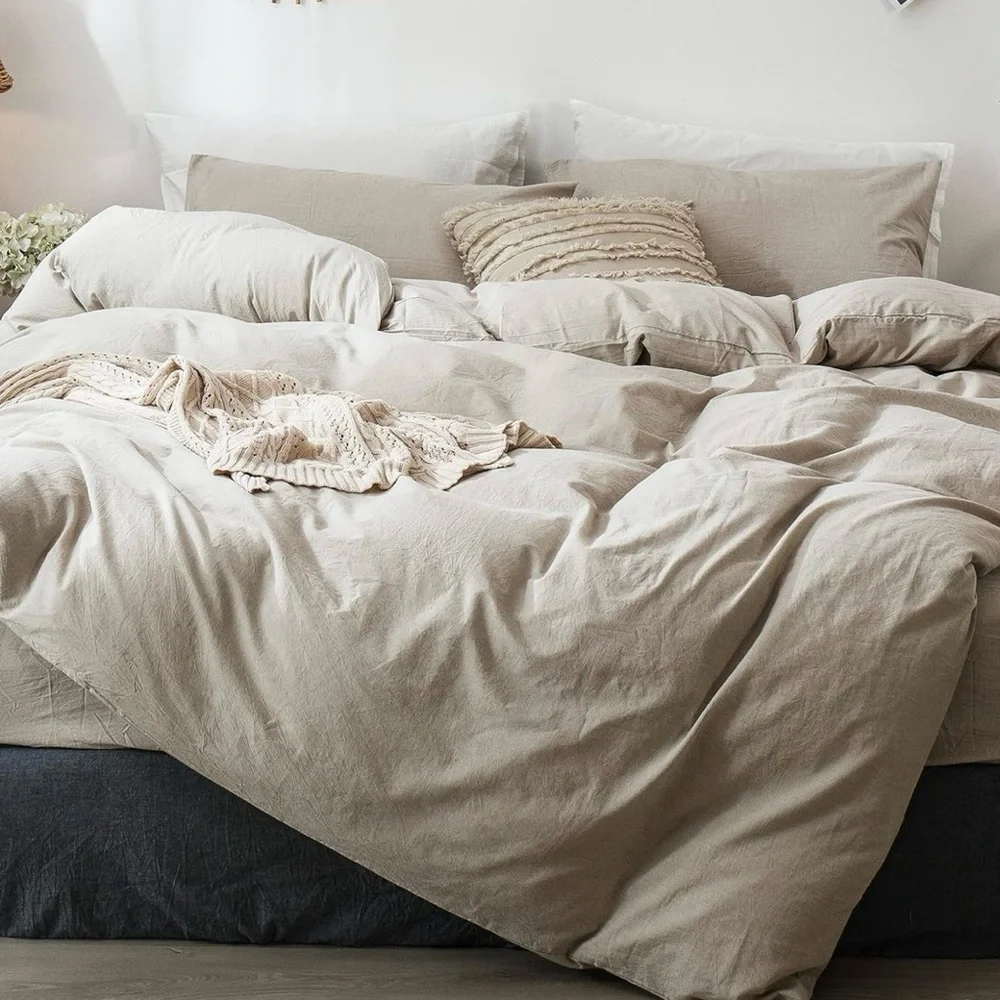 Bedding Duvet Cover Set 100% Washed Cotton - Full